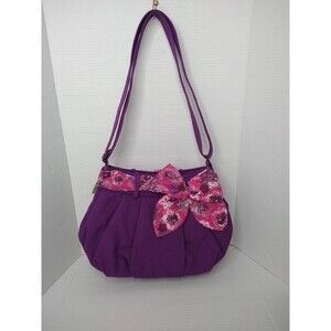 NaRaYa Purple 100% Cotton handbag adjustable strap Big Bow islander boho granny